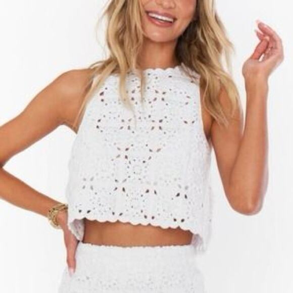 Show Me Your Mumu Laguna Crochet Crop Top NWOT 128.00 Sold Out Size Small - Picture 6 of 11